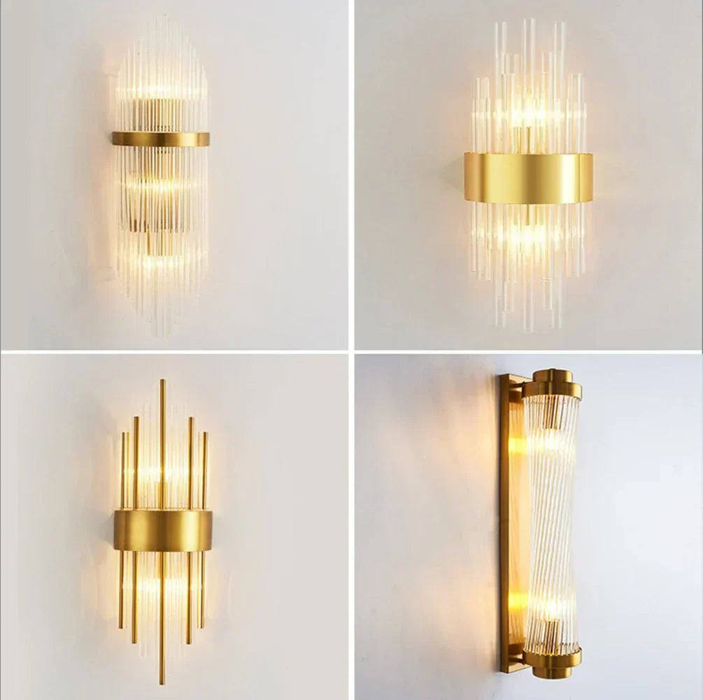 DecorBites™ Crystal Gold LED Wall Sconce for Bedroom Living Room Home Decoration