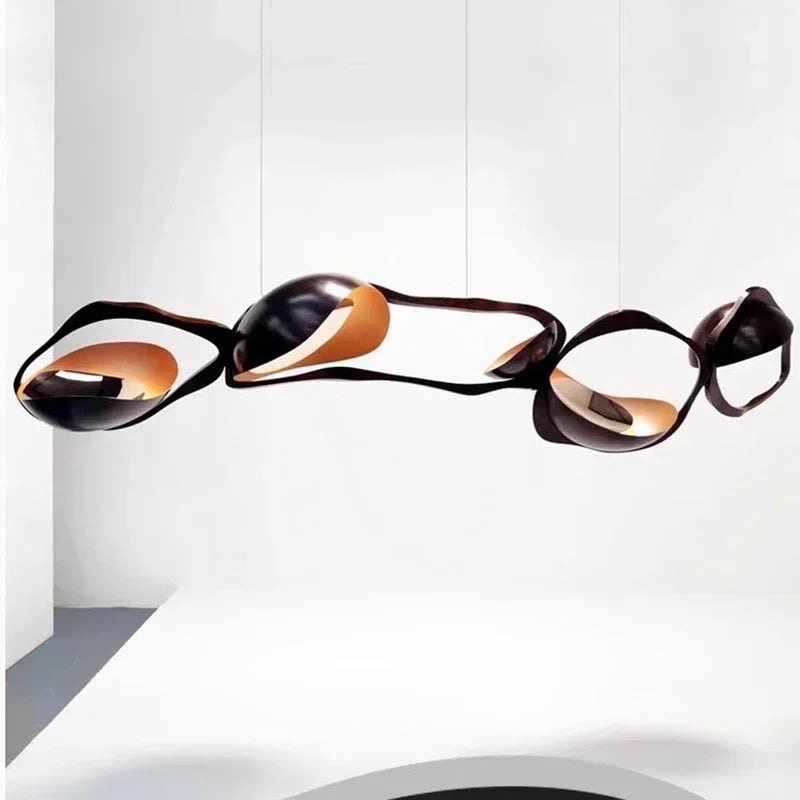 Modern Crystal Linear Pendant Light in Painted Iron