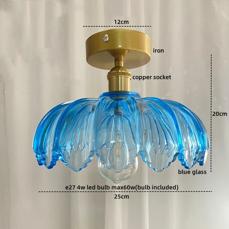 مصباح سقف LED زجاجي أخضر DecorBites™ نحاسي حديدي حديث لإضاءة المنزل