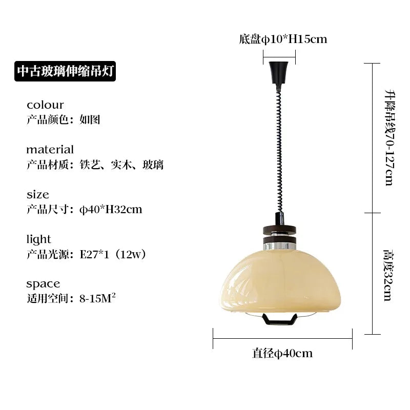 DecorBites™ Cream Glass Pendant Lights LED E27, Medieval Bauhaus Design for Home Decor