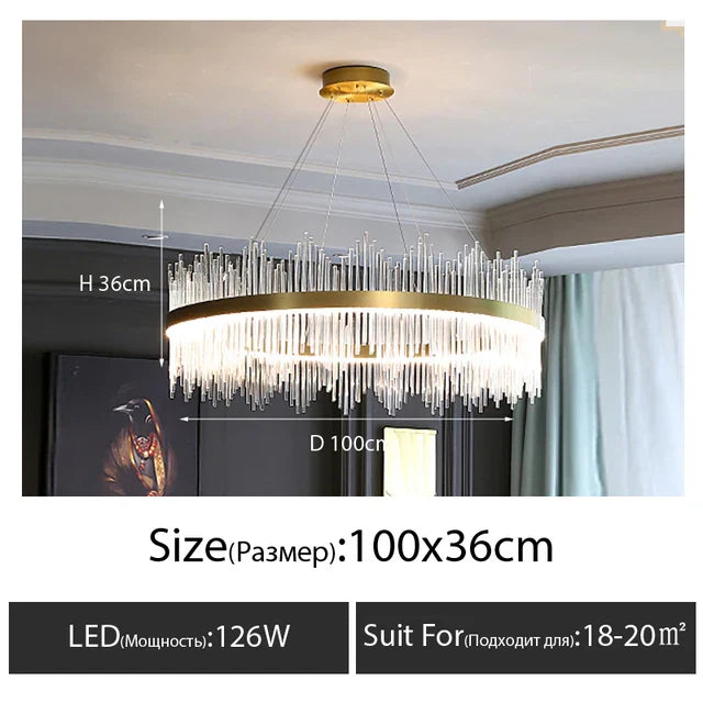 DecorBites™ Crystal LED Chandelier: Luxury Dimmable Pendant Light for Bedroom, Living, Dining Room