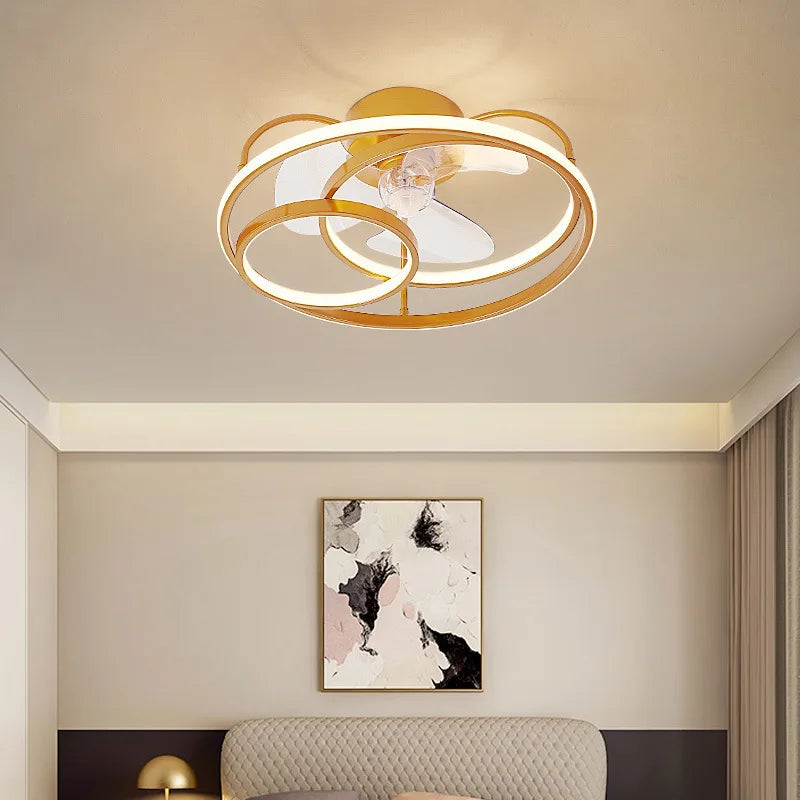 DecorBites™ LED Ceiling Fan with Remote Control, Modern Silent Lighting Fixture for Bedroom and Dining Room