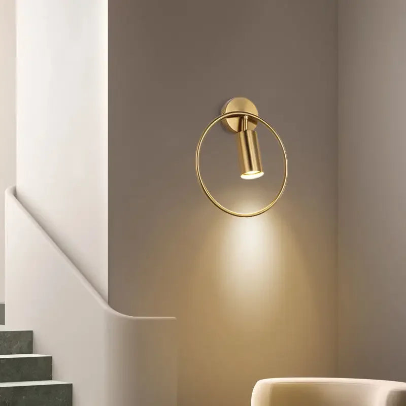 DecorBites™ Adjustable LED Brass Gold Ring Wall Sconce Light for Home Hotel Bar
