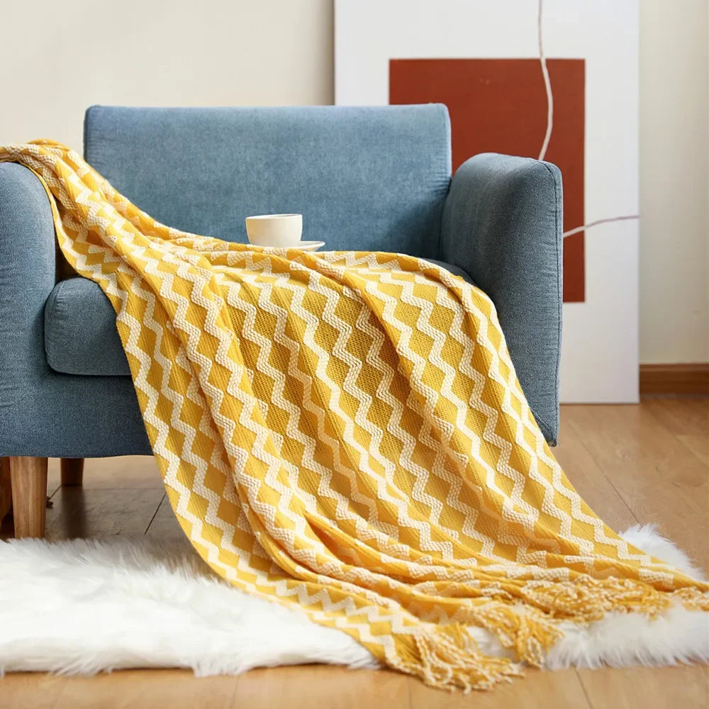 DecorBites™ Cozy Knitted Sofa Blanket - Winter Home Office Nap Comfort