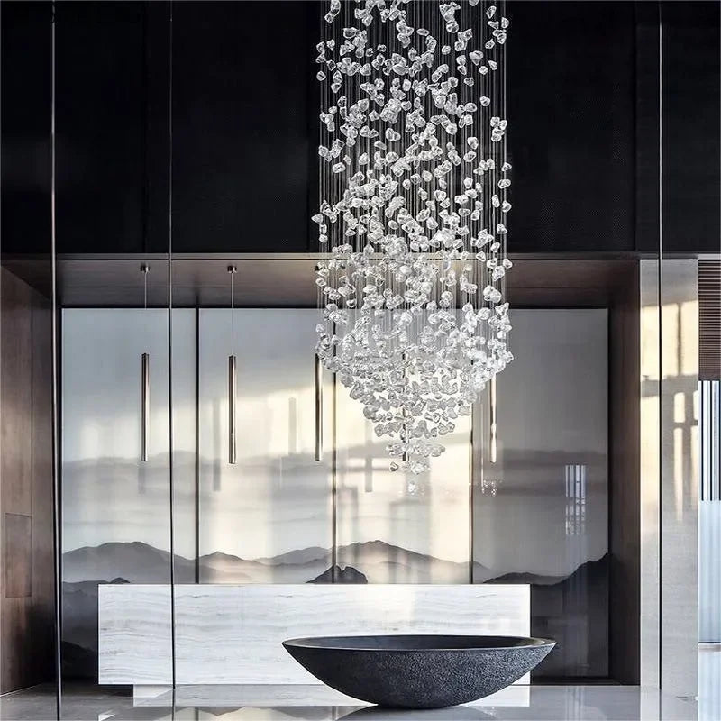 DecorBites™ Crystal LED Chandelier: Luxury Staircase & Hallway Lighting Fixture