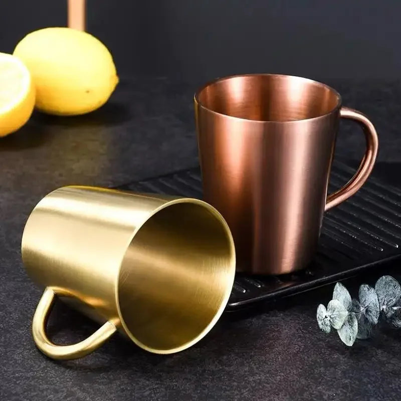 DecorBites™ Double-Layer Stainless Steel Thermal Mug with Handle for Coffee and Beer