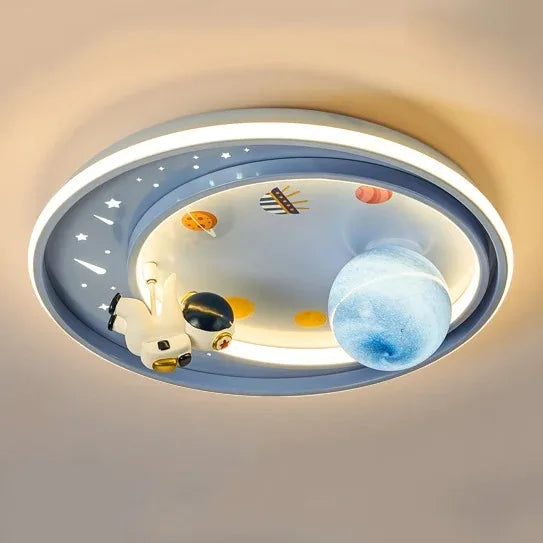 مصباح سقف DecorBites™ Kids Moon Astronaut LED للعناية بالعيون بتصميم كرتوني أزرق وردي