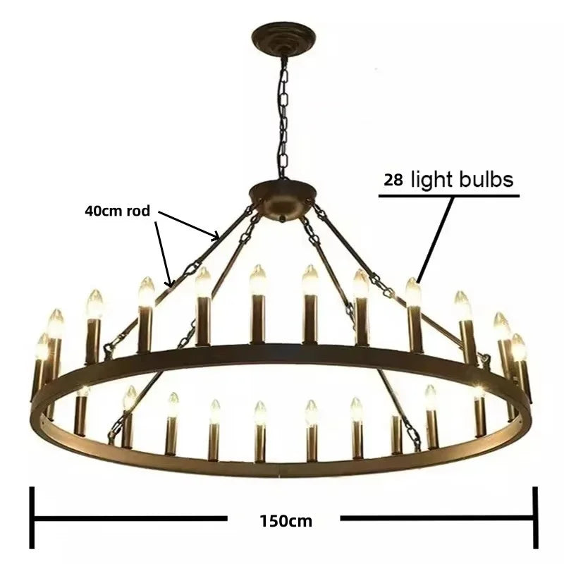 DecorBites™ Black Metal LED Pendant Chandelier for Living Room and Stairs