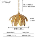 DecorBites™ ثريا أوراق ذهبية إضاءة متدلية صغيرة لجزيرة المطبخ والمدخل، قاعدة E27