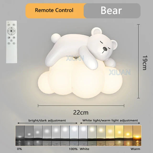 DecorBites™ Cute Polar Bear Cloud Wall Lamp for Kids Bedroom Décor