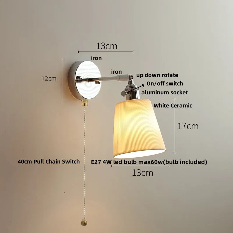 DecorBites™ Ceramic LED Wall Light Fixture Up Down Rotate Modern Style Bedside Lamp