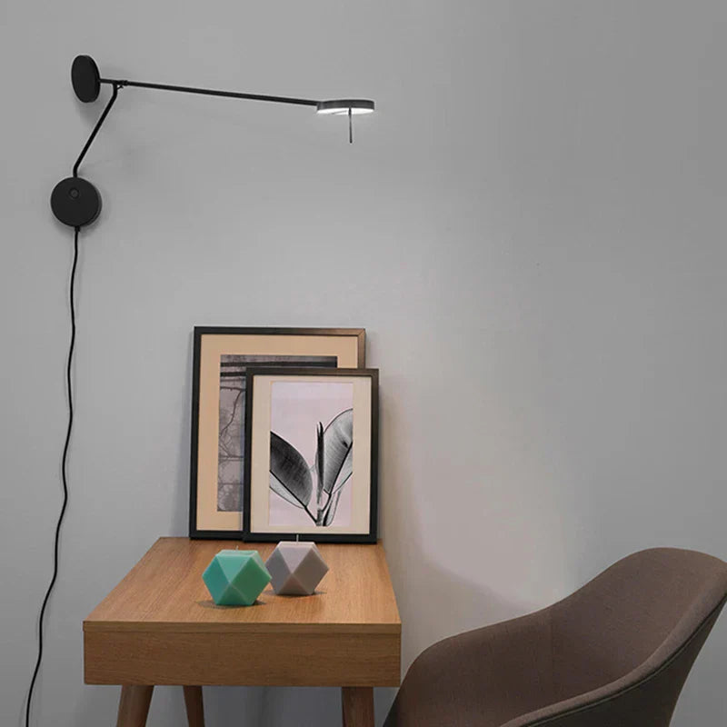 DecorBites™ Adjustable Swing Arm Black Wall Lamp for Bedroom & Study Room