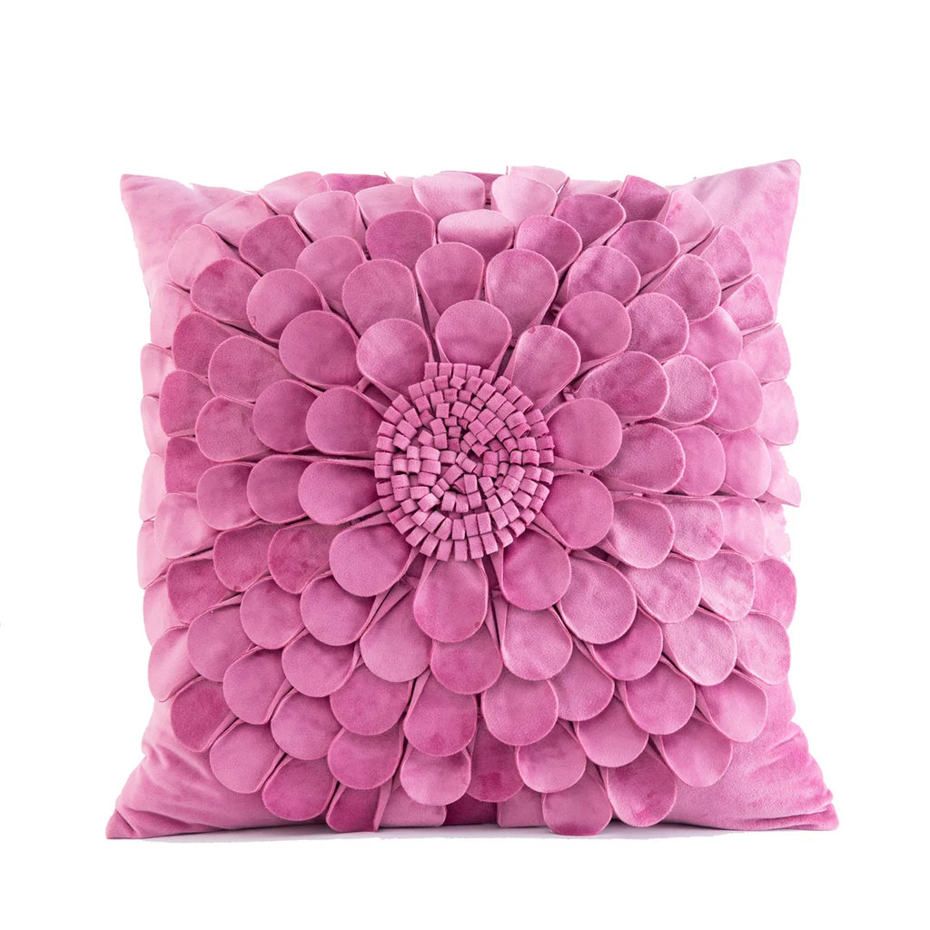 DecorBites™ 3D Velvet Flower Pillow Covers in Yellow Beige 45x45cm