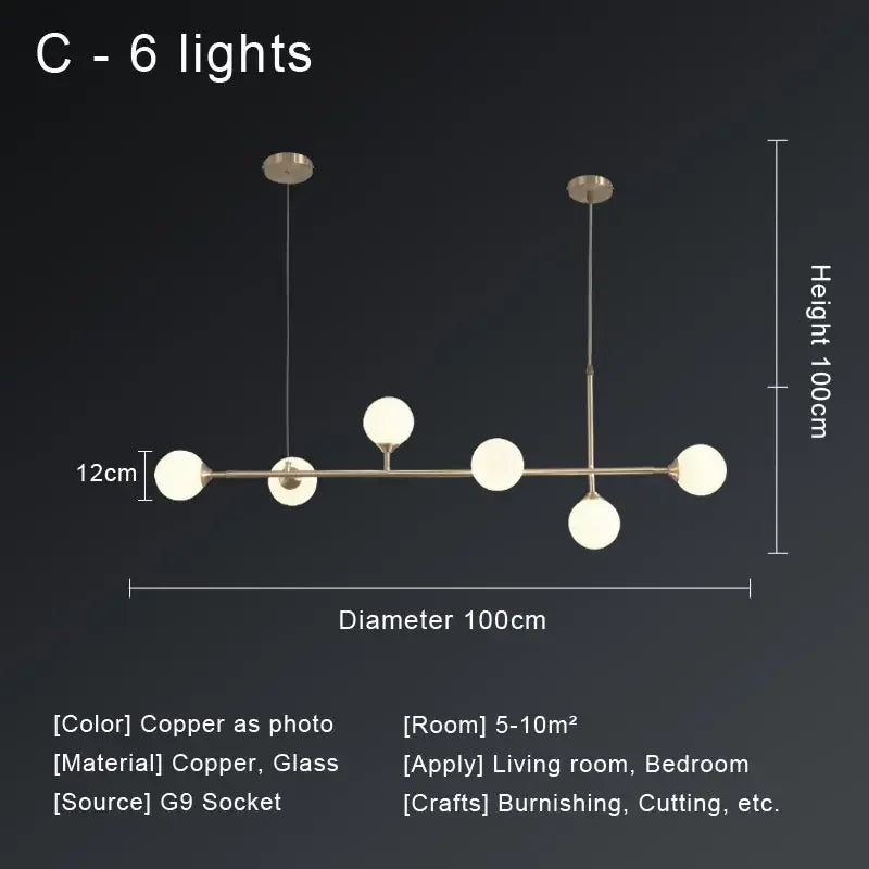 DecorBites™ Copper Ceiling Chandelier for Home Decor Lighting