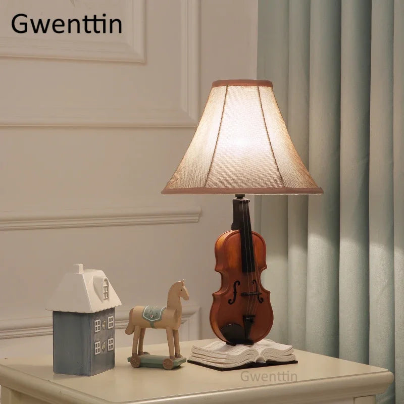 Lampe de table LED Violon DecorBites™ pour enfants - Lampe sur pied moderne en tissu pour chambre