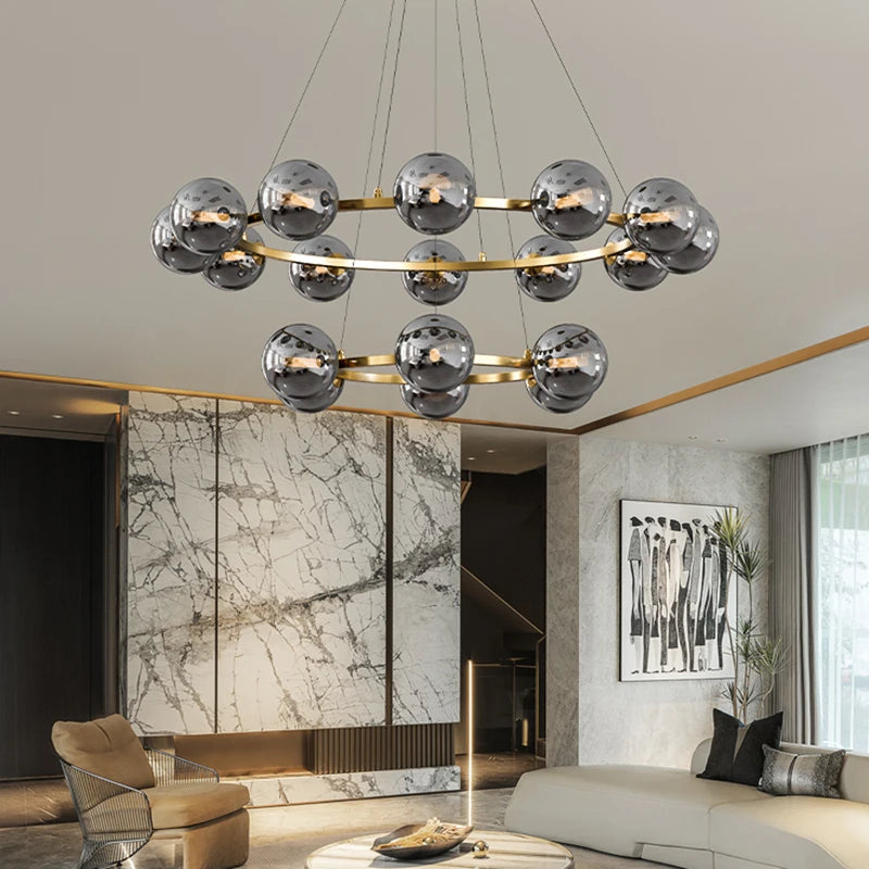 Contemporary Multi-Head Acrylic Glass Pendant Chandelier