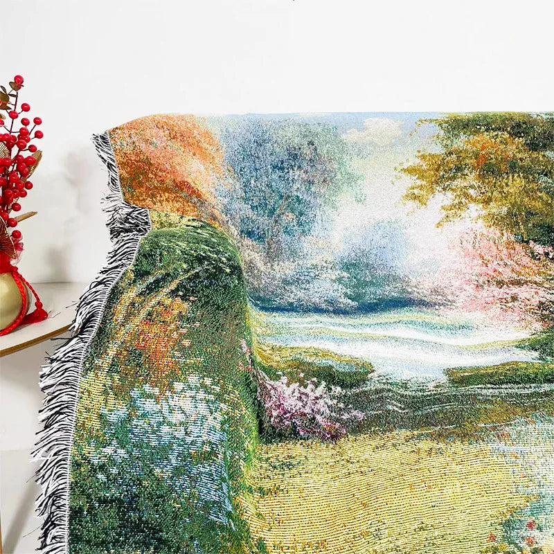 بطانية أريكة جاكار بوهيمية من الكتان والقطن من DecorBites™