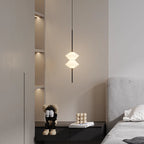 Art Deco White Glass Pendant Light With Gold Metal Wire