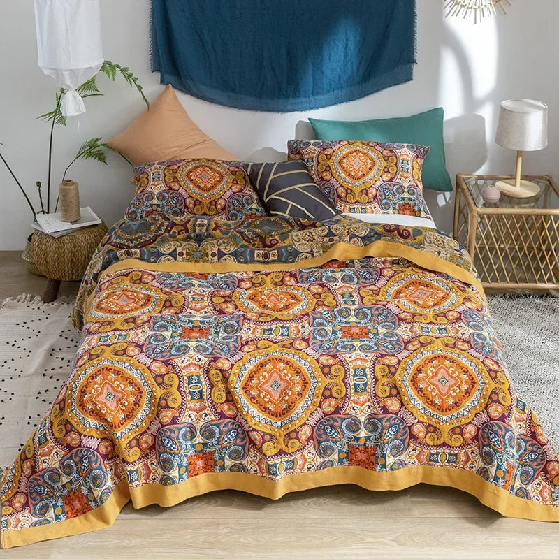 DecorBites™ Cotton Summer Throw Blanket – Breathable & Soft Nordic Quilt