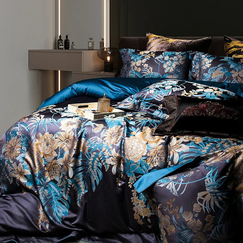 DecorBites™ 1500TC Jacquard Egyptian Cotton Bedding Set for Queen King Linens