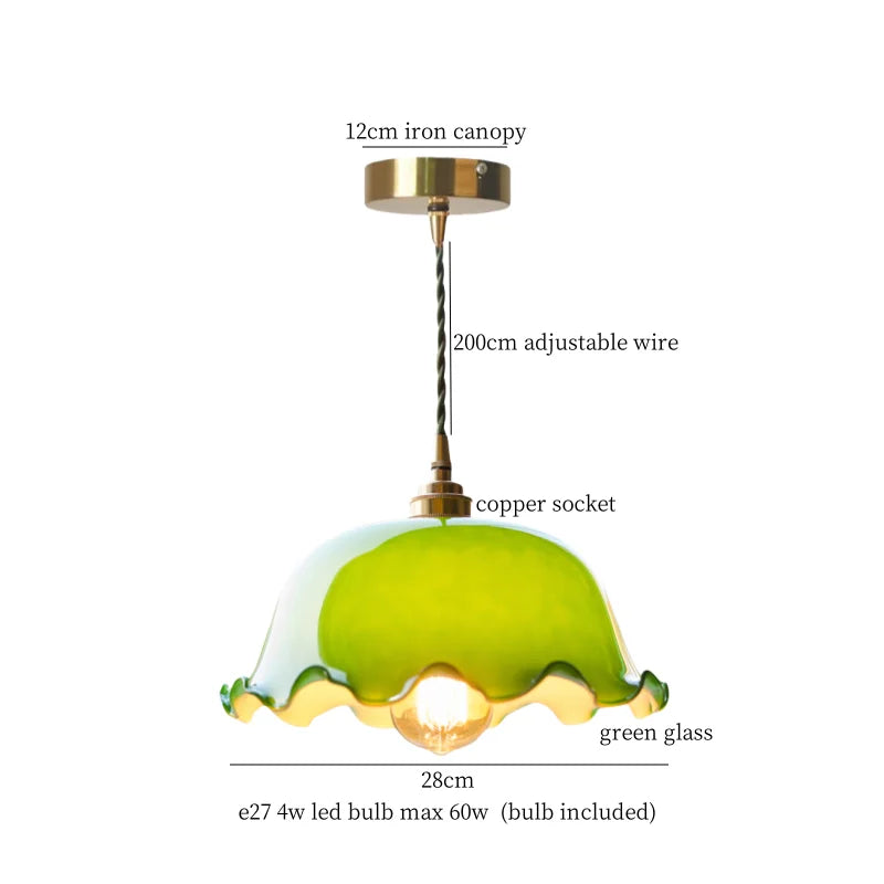مصباح معلق DecorBites™ LED زجاجي أخضر لديكور غرفتي المعيشة والطعام