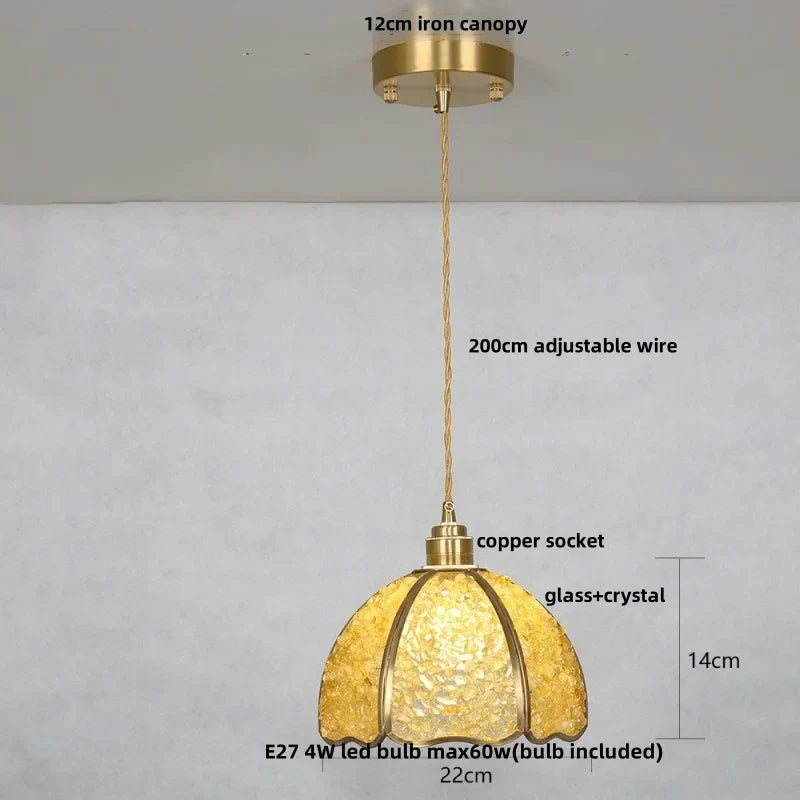 DecorBites™ Crystal Glass LED Pendant: Tiffany Style Hanging Light for Living Room