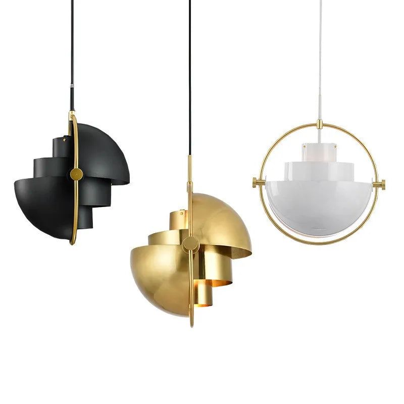 Nordic Art Deco Metal Pendant Light, White Black Gold