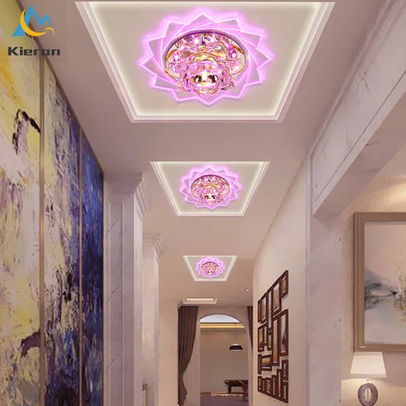 مصباح سقف لوتس كريستال ليد من DecorBites™، إضاءة نورديك ساطعة، طراز عصري