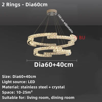 Lustre de plafond en cristal DecorBites™, éclairage intérieur LED miroir en acier inoxydable