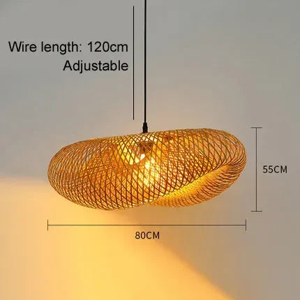 DecorBites™ Bamboo Pendant Light Hand Woven LED Chandelier for Home Decor