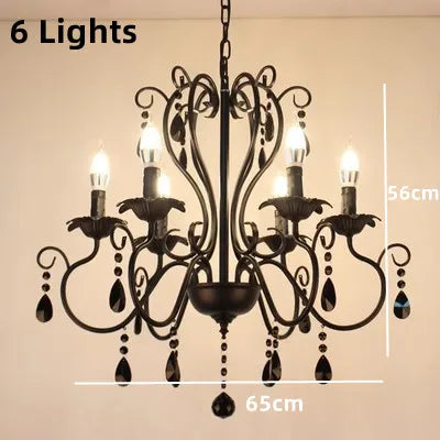 DecorBites™ Black White Metal Chandelier with Crystal Pendants for Elegant Home Lighting