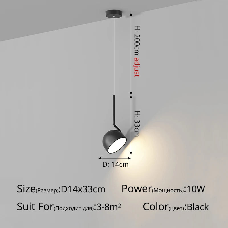 Minimalist Black and White Metal LED Pendant Light