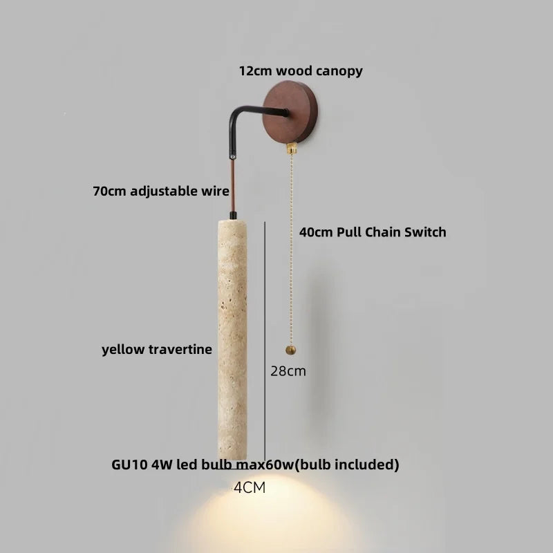 DecorBites™ Adjustable LED Wall Sconce Yellow Travertine Stair Light Fixture for Home Decor