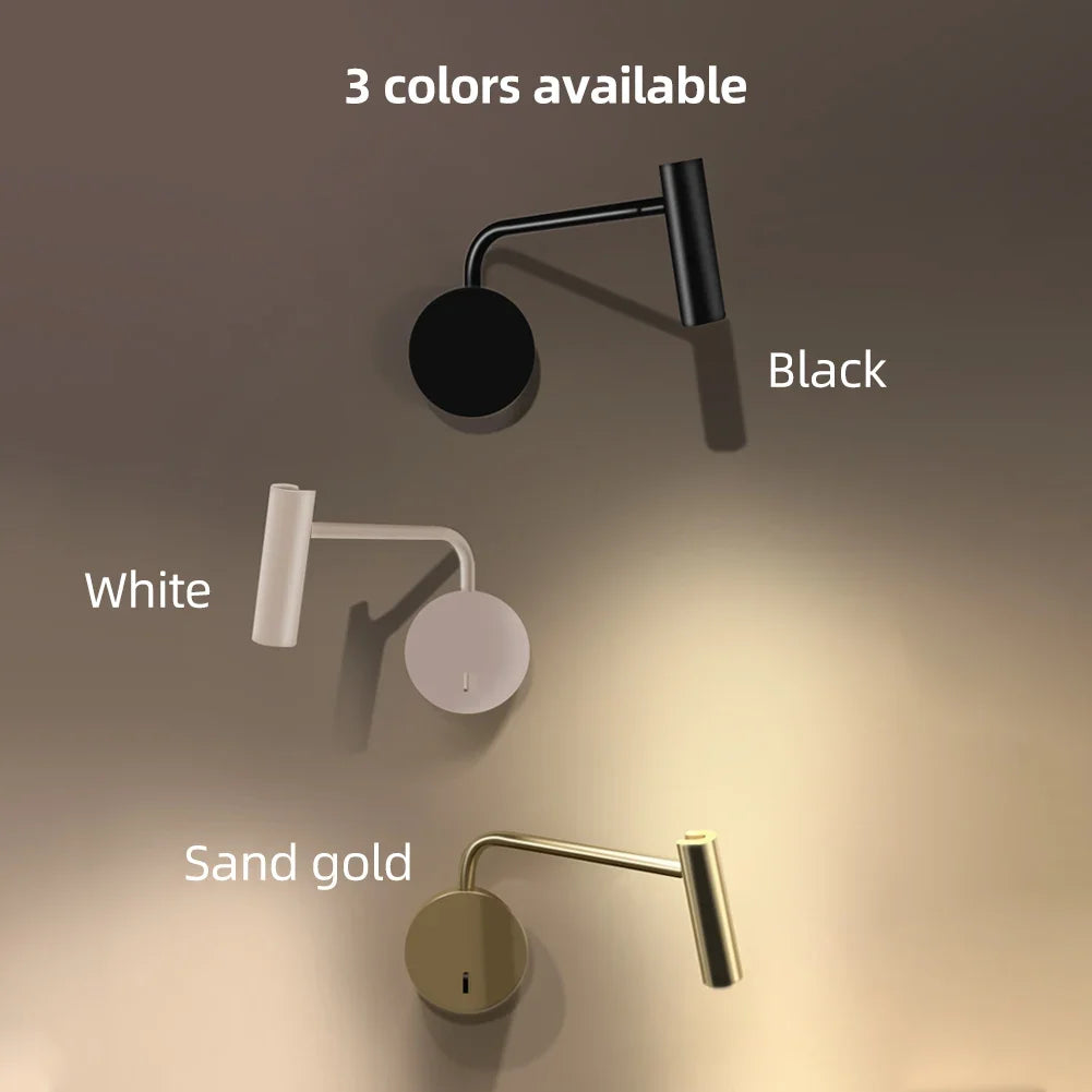 DecorBites™ Gold LED Wall Lights 9W Switch Indoor Bedroom Living Room Sconce