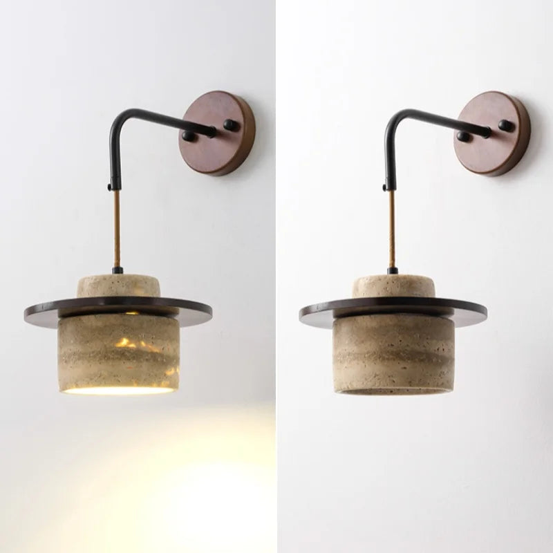 DecorBites™ مصباح حائط LED من حجر الترافرتين الأصفر مصباح سرير حديث