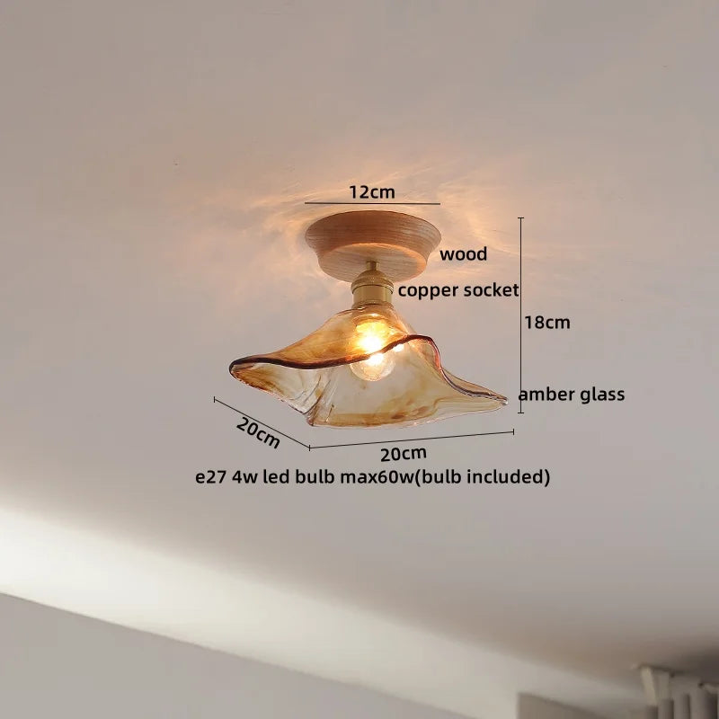 DecorBites™ Copper Wood LED Ceiling Lamp Ceramic Modern Ceiling Lights for Home Decor