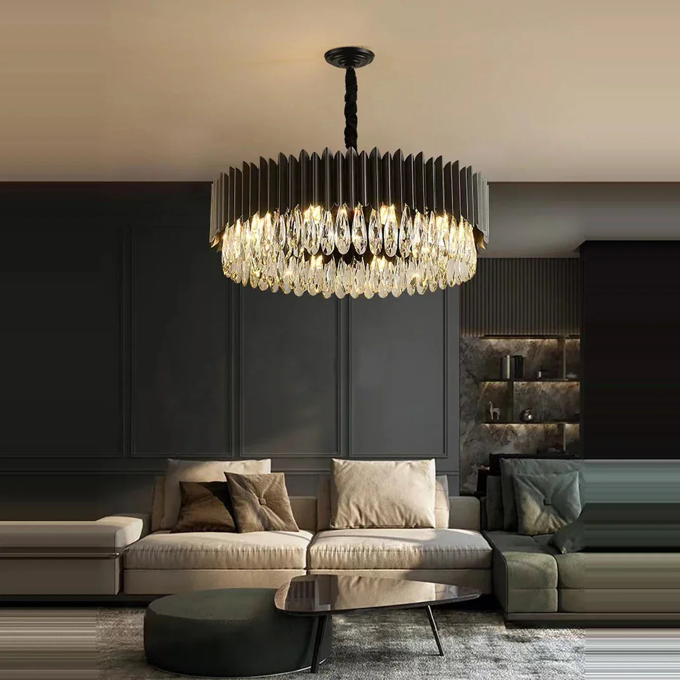 مصباح معلق DecorBites™ Gold Crystal Water Droplet - مصباح تعليق أسود
