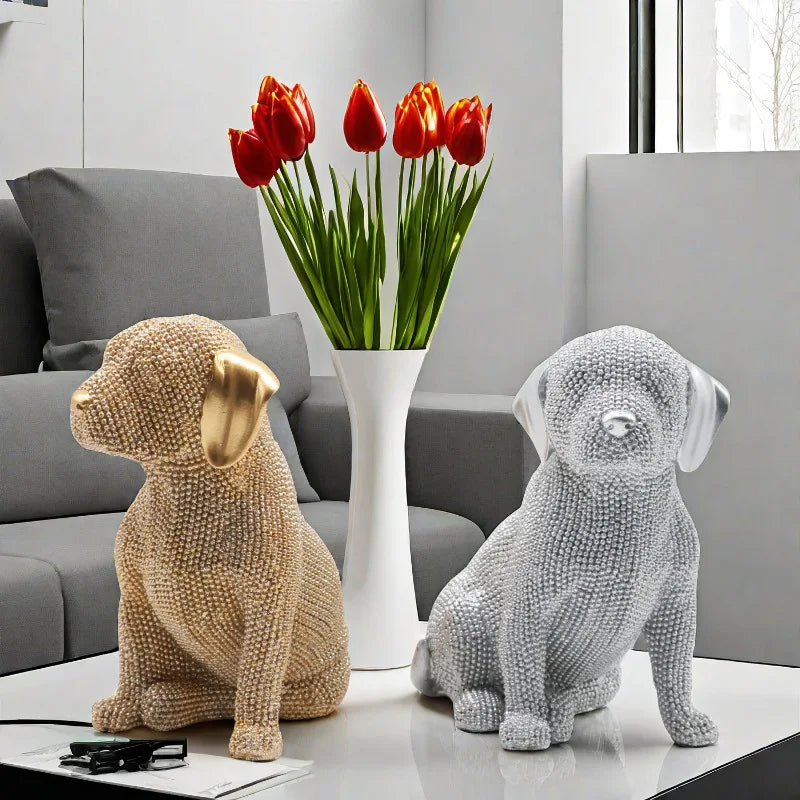 DecorBites™ تمثال كلب لابرادور راتنجي لعرضه على رف الكتب والمكتب