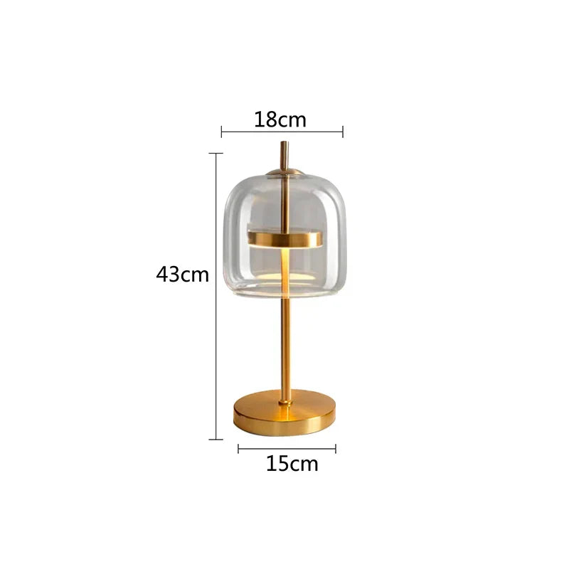 مصباح مكتب DecorBites™ الذهبي الزجاجي LED لديكور المنزل العصري الفاخر