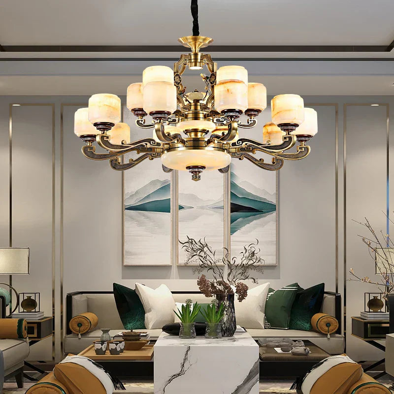ثريا DecorBites™ Jade من سبائك الزنك لغرفة المعيشة والمطعم والردهة - تصميم صيني أنيق