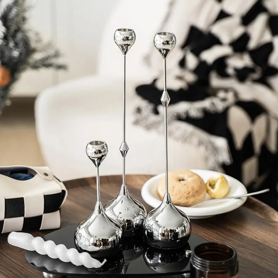 DecorBites™ حامل شمعدان على شكل قطرة ماء هندسية ذهبية، منظم مكتبي، قطع مركزية لحفلات الزفاف