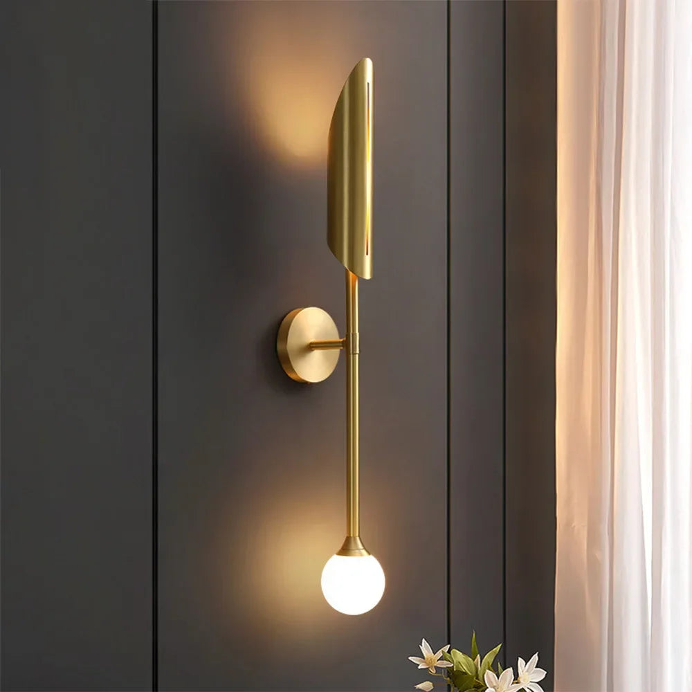 ابليك حائط ذهبي نحاسي LED من DecorBites™ لغرفة المعيشة وغرفة الطعام وغرفة النوم