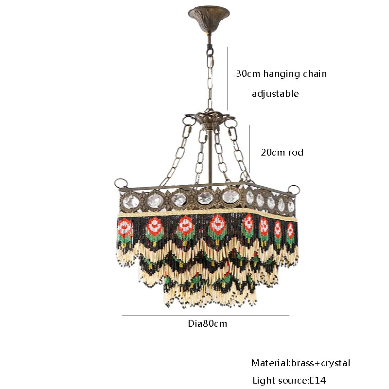 نجف كريستالي نحاسي فرنسي من DecorBites™ - مصابيح أوروبية كلاسيكية معلقة لغرفة المعيشة وغرفة النوم