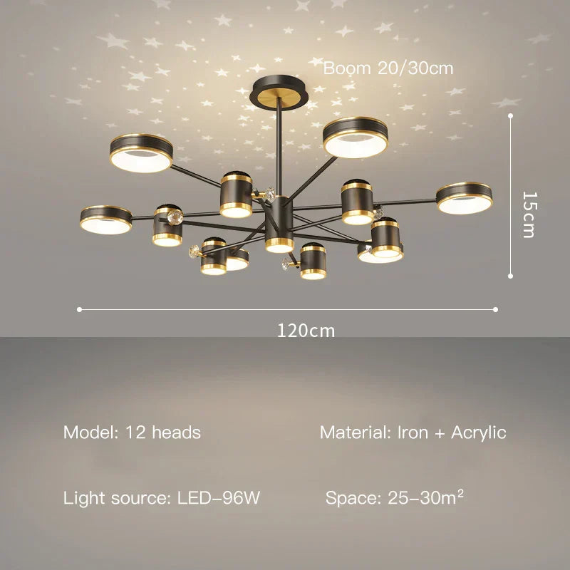 DecorBites™ ثريا LED: مصباح سقف ذكي حديث بجهاز تحكم عن بعد لغرفة المعيشة وغرفة النوم وغرفة الطعام والمطبخ