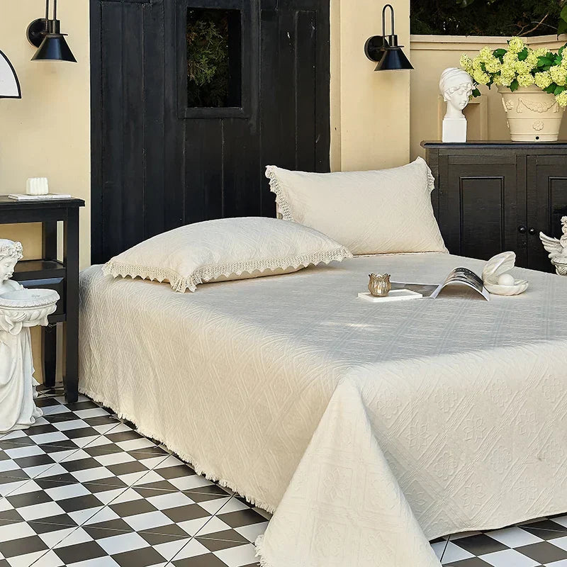 DecorBites™ Cotton Quilted Bedspread Set with Bed Skirt & Pillowcases