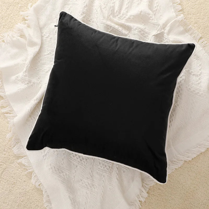 DecorBites™ غطاء وسادة قطني مزين بالدانتيل والكُرات الصغيرة، 50×50 سم، كرات بيضاء، غطاء مقعد ناعم، ديكور منزلي