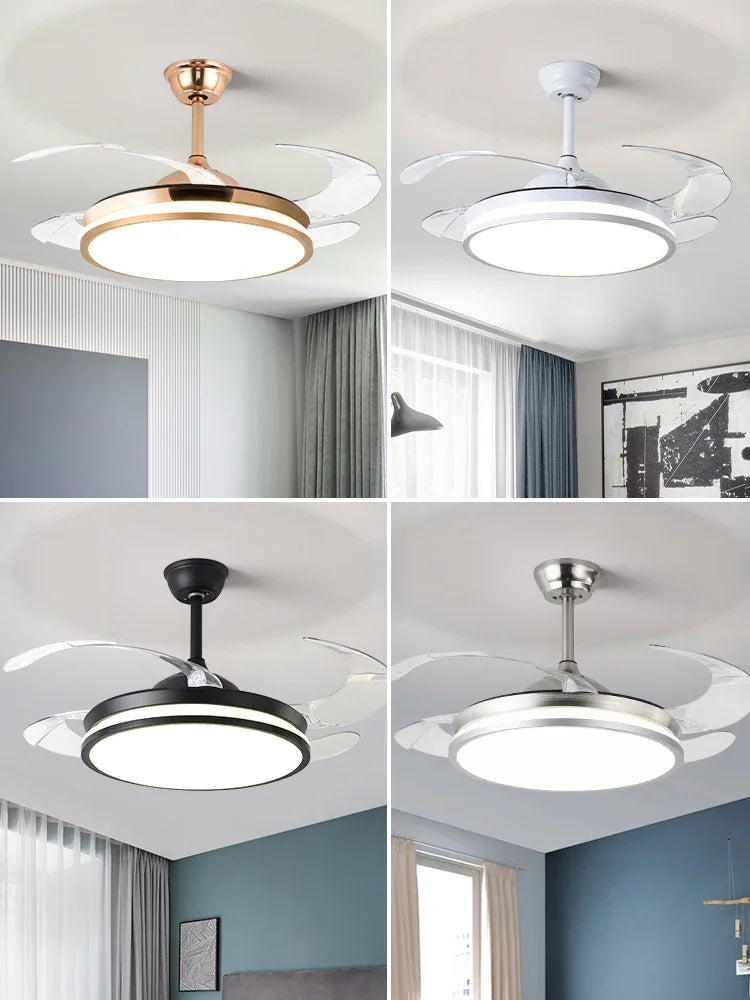 مصباح مروحة LED من DecorBites™: ثريا سقف عصرية مخفية لغرفة المعيشة وغرفة النوم وغرفة الطعام