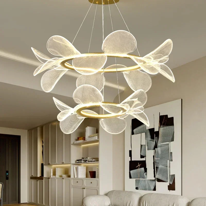 ثريا زهور LED من DecorBites™: إضاءة معلقة فاخرة من الأكريليك لغرف المعيشة العصرية وغرف النوم والمطابخ