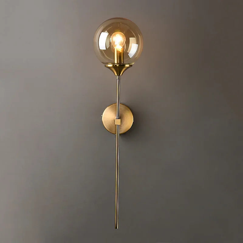 وحدة إضاءة جدارية زجاجية دائرية ذهبية من DecorBites™: تصميم إسكندنافي عصري لديكور المنزل