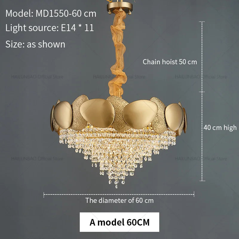 DecorBites™ Elegant Crystal Chandelier for Villa Hotel Project Bedroom Restaurant Living Room